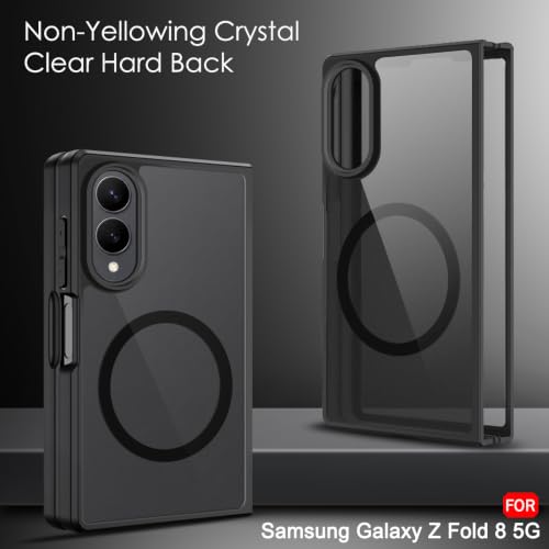 Image of TheGiftKart Hybrid Shockproof Back Cover Case for Samsung Galaxy Z Fold 8 5G Compatible with MagSafe | Hard Back Cover Case for Samsung Z Fold8 5G (PC & TPU, Translucent Smoke Matte Back, Black Sides)