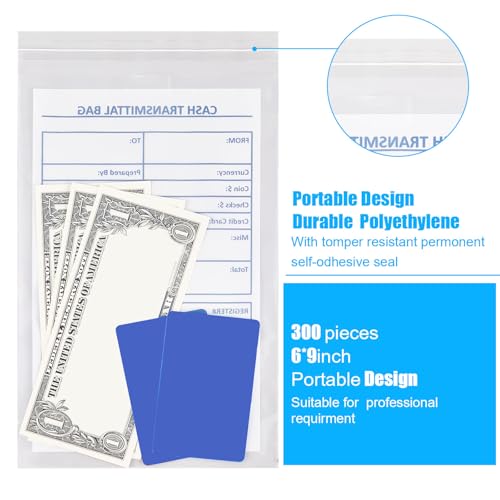 image for Lewtemi 300 Pieces 6 x 9 Inch Bank Deposit Cash Transmittal Bags Tampe
