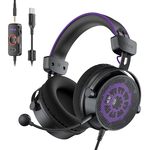 FIFINE Open Back Gaming Headset with 7.1 Surround Sound - Expansive Open Audio - USB/3.5mm Dual...