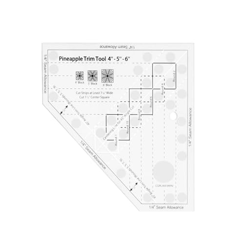 Smgda Regla de edredón con diseño de piña, agarre antideslizante, acrílico, costura, manualidades, regla de retazos y plantilla (transparente, S-16,6 cm)