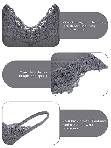 Bencailor 3 Pcs Women's Lace Tank Tops Y2k Camisole Lace Patchwork Crop Tops Grunge Style Ribbed Knitted Clothing4