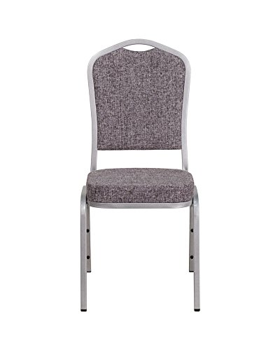 Offex Crown Back Stacking Banquet Chair In Herringbone Fabric And 2.5" Thick Seat - Silver Frame #TOP30