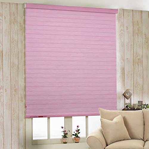 Image of Zebra Blind for Windows Dual Layer Zebra Roller Shades Light Filtering Sheer Window Treatments Privacy Light Control for Day and Night, Color Pink, W110XH200CM