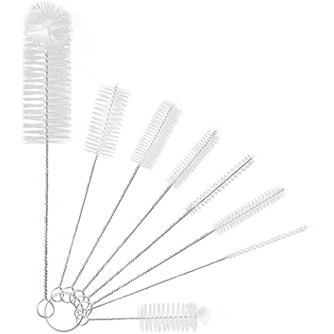 Yolaist 8 Pcs Bottle Cleaner Brush and Straw Cleaner Brush, Long Deep Nylon Bottle Brush with Bendable Stainless Steel Flexible Handles for Bottles, Straws, Pipes, Wine Decanter, Sinks and Cup Cover Cover
