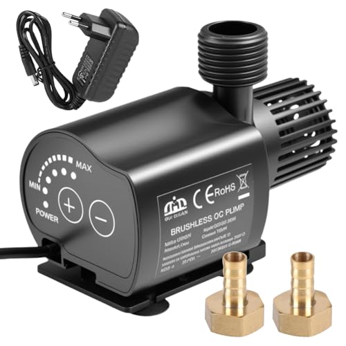 Wasserpumpe,Tauchpumpe Klein 12V 800L/H 4,5M, Brunnenpumpen für Gartenteiche, Teichpumpe Pumpe mit 5-Gang-Drehzahlregelung, Springbrunnenpumpe Wasserzirkulationssystem,Ultra-quiet