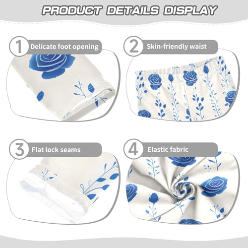 ALAZA Girls' Leggings Children's Yoga Pants Skinny Printed Dance Blue Rose 1 Comfortable 4T2