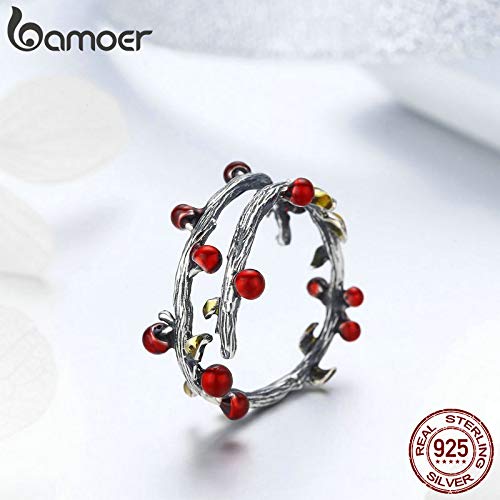 925 Sterling Silver Autumn Withered Tree Leaves Adjustable Finger Rings for Women Wedding Ring Jewelry3