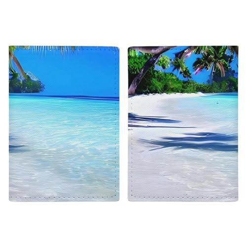 Porte-passeport en cuir plage et océan pour vos vacances et voyages d'affaires