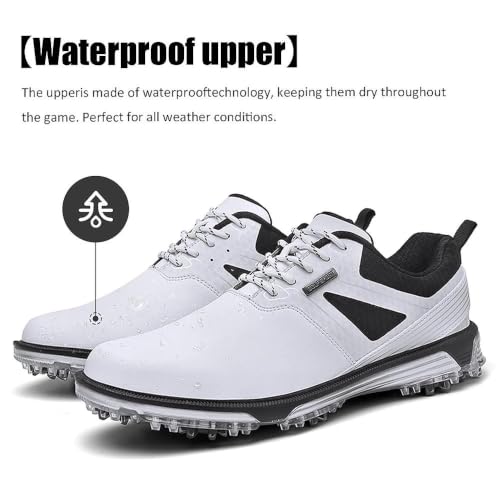 Image of ULTIANT Men's Golf Shoes Fixed Nailless Sole Waterproof Lightweight No-Slip Walking Shoes Size7.5-14