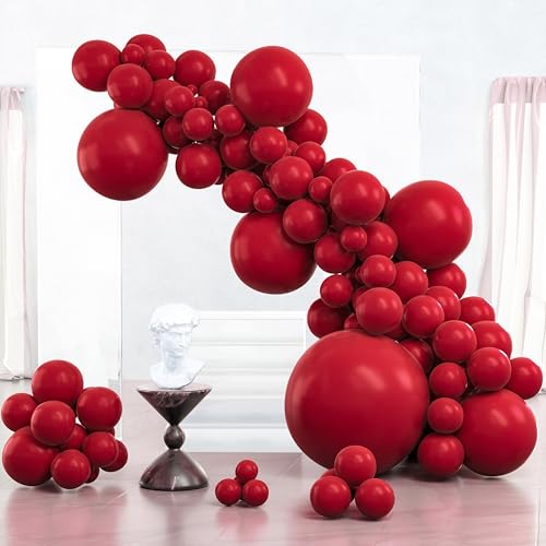 Image of PartyWoo Maroon Balloons 100 pcs Different Sizes of 36 18 12 10 5 Inch Dark Red Burgundy Ruby Red Balloon Arch Kit Garland for Graduation Valentine's Day Wedding Anniversary Party Decorations Red-Y75