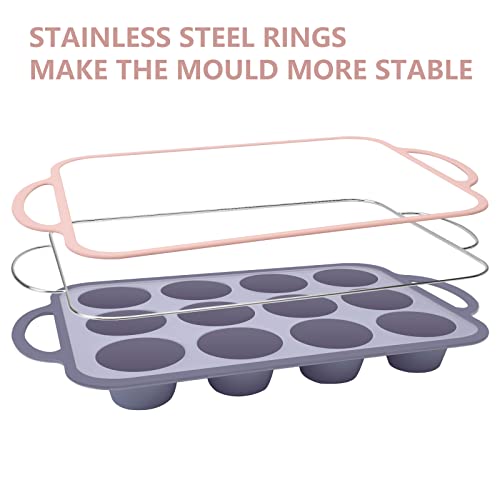 Cookstyle 4 Piece Silicone Muffin Baking Pan Set - 12 Cups Silicone Cupcake Model, Muffin & Cupcake Baking Supplies With Handle And Non Stick, Ideal For Making Muffin Cakes, Tart #TOP7