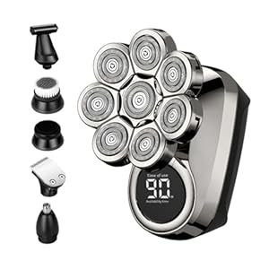 Balder Boss Men’s Shaver, Upgraded Men’s Rotary Shaver with Nose Hair Trimmer, Waterproof Electric Shaver Grooming Kit with LED Display, USB Rechargeable, Portable (Color : Eight Blades)