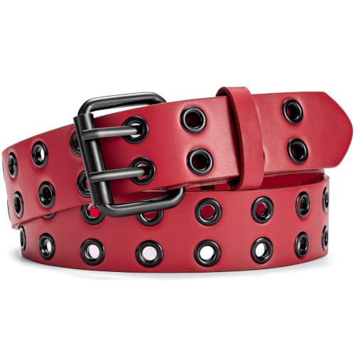 Image of Grommet Leather Belt, Y2K Goth Studded Belts for Women Men Teens