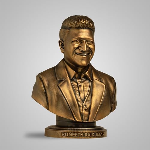 Image of SILAII Dr. Puneeth Rajkumar Sculpture - Antique Bronze Tribute to Kannada Film Legend - Handcrafted Collectible (5 INCH)