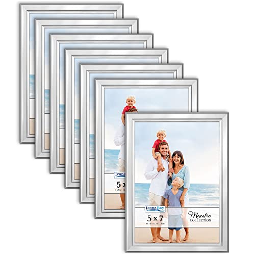 Icona Bay 5x7 (13x18 cm) Picture Frames Set (Silver, 12 Pack), Classy Contemporary Style, Maestro Collection by Icona Bay - Used condition - CA$27.10