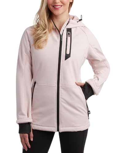 Spyder Womens Softshell Jacket - Lightweight Terry Fleece Hoodies for Women Water Resistant Zip Up Womens Windbreaker Jacket, Size X-Large, Powder Pink