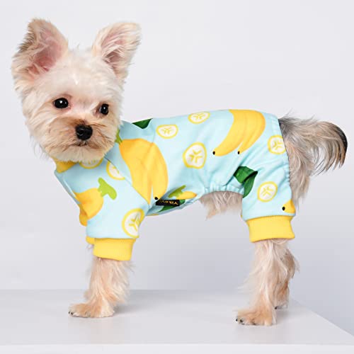 Dog Pajamas For Small Dog Boy Girl Fleece Puppy Pjs Jammies 4 Leg Dog Clothes For Chihuahua Yorkie Winter Warm Onesies Jumpsuit Clothing For Pet Dogs Male Female (X-Small (3-4 Ib), Banana Yellow) #TOP2