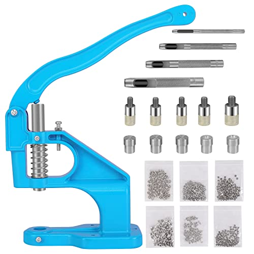 Handpress-Tüllenmaschine - wuyule robuste Ösenmaschine mit 3 Stanzformen #0#2#4, 2400 Stück Ösen, 3 Stück Knopfloch-Werkzeuge, Ösen-Maschinenloch-Werkzeug-Set für Tasche, Gürtel, Geldbörse, Jeans Cover