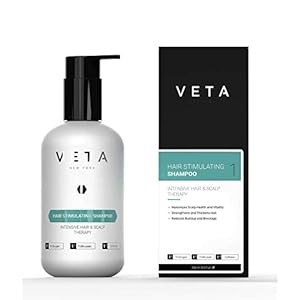 VETA – Stimulerende shampoo tegen haarverlies – Vrij van parabenen, sulfaten, ftalaten en siliconen – Herstelt de haargroeicyclus – 1% Trichogen and 1% Follicusan – 250 ml
