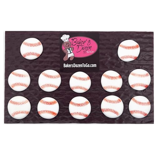 Mini Baseball Icing Cupcake Toppers (12 pcs) BakersDozenToGo