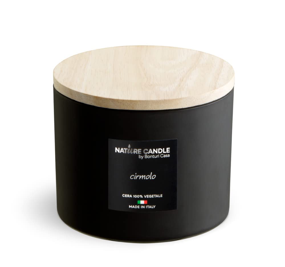 Bonturi Casa 20254104 Kerze, Wachs, Glas, Holz, Schwarz/Natur, 12 cm