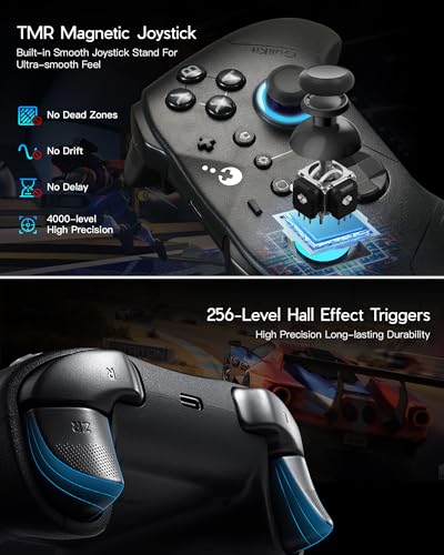 GuliKit ES PRO Wireless Gaming Controller for PC Windows Switch 2 Android iOS - World's Fastest 3.25ms Latency, TMR Anti-Drift Joysticks, 30H Battery, Wake-up Support-Black - Image 4
