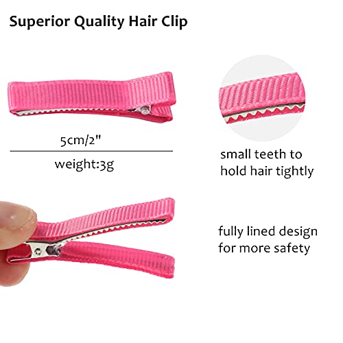 Cinaci 60 Pack/30 Pairs Solid 2 Inch Grosgrain Ribbon Fabric Covered Fully Lined Alligator Hair Clips Duckbill Small Cloth Wrapped Barrette Diy Craft Hair Bows Accessories For Baby Girls Toddlers Kids #TOP1