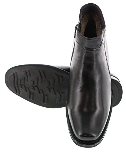 Calden Men's Invisible Height Increasing Elevator Shoes - Black Premium Leather Faux Fur Inner Lining Formal Zipper Boots - 3.2 Inches Taller - K50658 - Size 7.5 D(M) US3