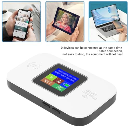 Image of 4G Mobile WiFi Router, Plug and Play Travel WiFi Hotspot with Color LED Display for Smartphone Tablet Laptop (White)