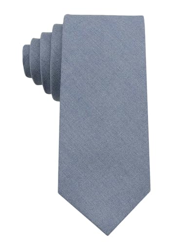 Image of Mens Solid Linen Ties - Slim Pattern Necktie for Men Wedding Groomsmen