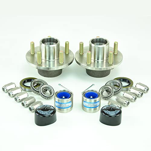 (2)- Boat Trailer Stainless Steel Hub Kits 5 Lug w/Trailer Bearing Buddy 3500lb