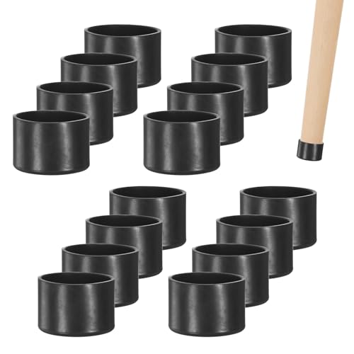 Image of M METERXITY 16-Pack Chair Leg Caps, 1-5 /8 Inch(42mm) PVC Chair Leg Floor Protectors for Folding Chairs /Metal Chairs /Furniture Table /Hardwood Floors, Round Non-Slip Cover End Tips [Black]