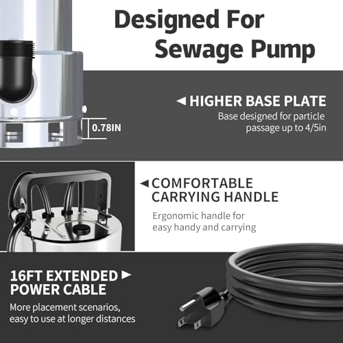 image for LANCHEZ 1.6 HP Stainless Steel Submersible Water Pump 5500GPH High Flo