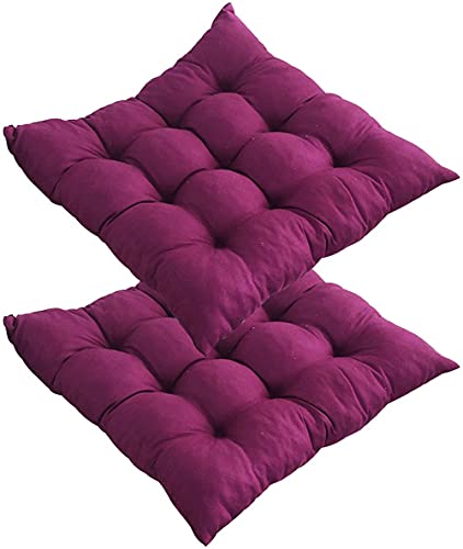 Juego de 2 cojines para silla de jardín, cojín cuadrado, suave, transpirable, para comedor, cocina, oficina, 40 x 40 cm, color morado Cover