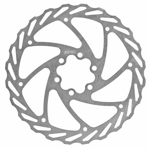 Aztec Wave 160mm Stainless Steel Disc Brake Rotor - 6-Bolt, 44BCD Compatible, Lightweight 117g Performance Rotor with Durable Engineering and Precision Torque Bolts