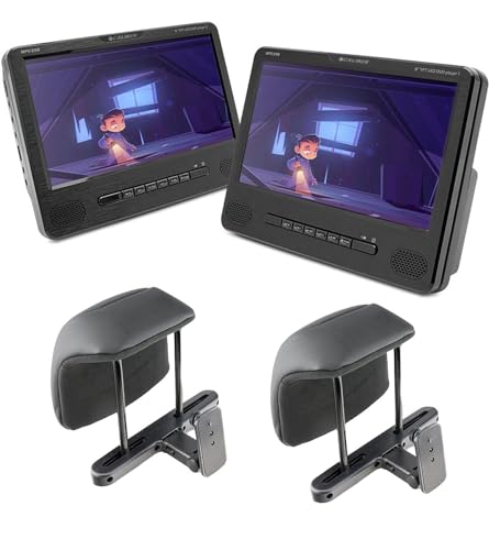 Caliber 2 Lecteur DVD Portables avec Support d'appui-tête - Port USB MPD298 - Écran de 9 Pouces - Utilisez séparé ou synchronisé - Plug Jack AUX 3.5 -...