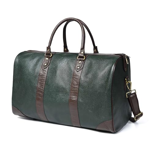 Adyan Leather Duffel Bag 20" Travel Carry on Weekender Luggage Overnight Bags for Women and Men (Green, 20 inch)3