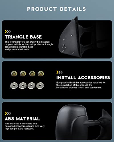 Ocpty Pair Of View Side Towing Mirrors For 1999-2007 For Ford For F250 F350 F450 F550 Super Duty Truck Manual Telescoping Tow Mirror #TOP3