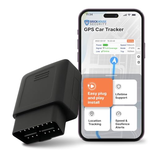 Brickhouse Security GPS Tracker for Vehicles- TrackPort OBD II Tracking Device- Tracker for Car Location and Speed- Mini OBD GPS Tracker for Vehicles- GPS Trackers- Subscription Required