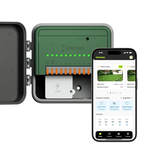 Soildrops AI Smart Sprinkler Controller, 8-Zone WiFi Irrigation Controller for