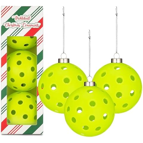 TILTECH Pickleball Ornament, Life-Size Pickleball Christmas Ornament for Christmas Tree, Funny Pickleball Gift, Pickleball Decorations for Pickleball Lovers, Sports Christmas Decor, 3-Pack Cover