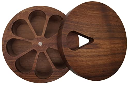 Fashciaga Wood Daily Weekly Vitamin Medicine Pill Organizer Case Box,Kitchen Salt Spice Cellar Containers,Nail Art Glitters Crystals Organizer,Earring Ring Jewelry Storage Decorative Box (Walnut) #TOP6