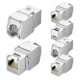 Cable Matters UL Listed 10Gbps 6-Pack RJ45 Shielded Cat6A / Cat6 Keystone Jack with Integrated Shutter