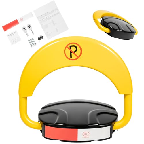 ROGONPDK Automatische Parkplatzsperre, Elektrisch Parkplatzsperre Klappbar, Intelligente Auto-Parksperre Alarmfunktionen mit 30M Fernbedienung & ParkplatzwäChte, Antikollision 180°-Schwenkarm