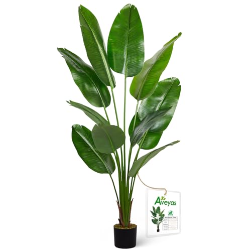 Aveyas 6ft Artificial Bird of Paradise Tree for Home Decor, 6 Feet Faux Floor Plant Fake Silk Banana...