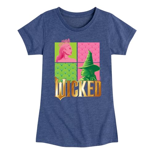 HYBRID APPAREL Wicked - Glinda and Elphaba Logo - Girls Toddler and Youth Fitted Short Sleeve Graphic Tee