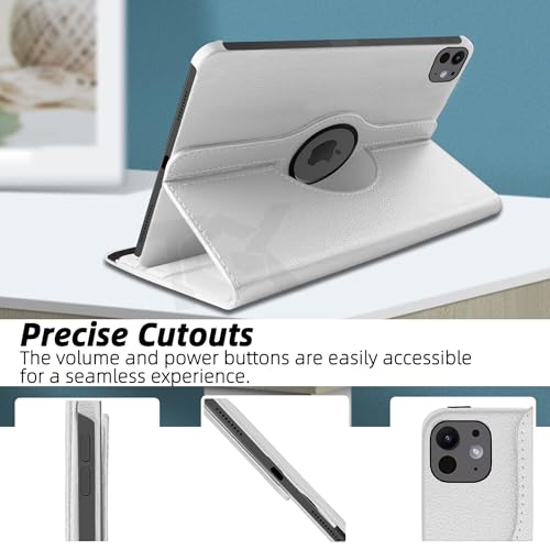 Image of TGK Rotating Case for iPad Pro 11 Inch M5 2025 /M4 2024 Model A3357 /A3358 /A3359 /A2836 /A2837 /A3006, Cover for 6th /5th Gen iPad Pro 11 inch (White)