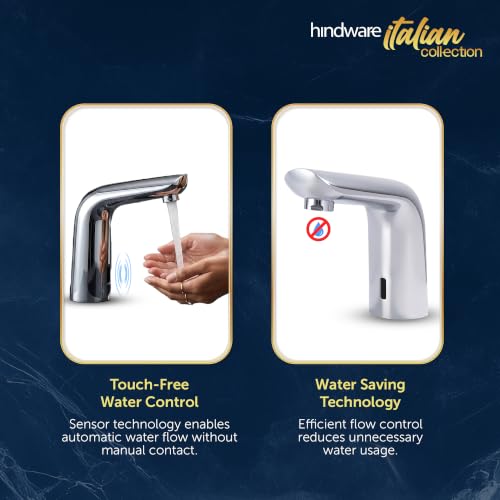 Image of Hindware Touch Free Sensor Pillar Tap F240003CP for Bathroom | Made of Brass | Infra Red Sensor | Water Saving | Fluid Sensible Range | 12-Year Manufacturer Warranty