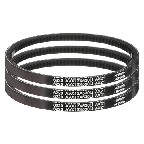 Image of uxcell 3 Pcs AX21 EPDM V-Belt, Raw Edge Cogged Industrial Rubber V Belt 1 /2 inch Width x 21 inch Inside Circumference