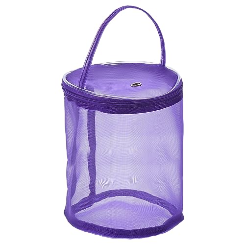 Image of PATIKIL Yarn Storage Bag, Portable Crochet Knitting Bag Case Skein Ball Holder Mesh Basket Organizer Tote for Sewing Craft Projects, Purple